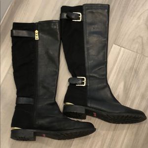 Isaac Mizrahi Black Half Leather Boots
